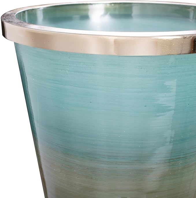 Howard Elliott Multicolor Capri Stripe Flared Glass Vase for Flowers, Modern Abstract Decorative Flared Vase for Weddings, Floral Arrangements & Decoration, Large, 23.75 x 10.5 x 10.5 Inch
