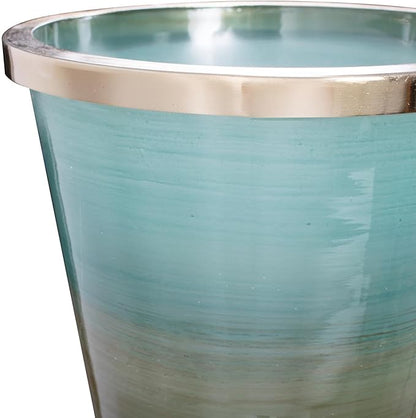 Howard Elliott Multicolor Capri Stripe Flared Glass Vase for Flowers, Modern Abstract Decorative Flared Vase for Weddings, Floral Arrangements & Decoration, Large, 23.75 x 10.5 x 10.5 Inch
