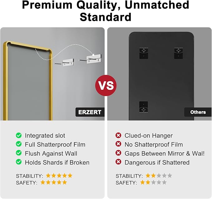 Bathroom Mirrors for Over Sink,2Pcs 24x36Inch Vanity Mirrors for Wall,Gold Metal Frame Rectangle Mirrors for Bathroom, Farmhouse,Restroom,Hangs Horizontally or Vertically