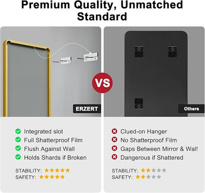 Bathroom Mirrors for Over Sink,2Pcs 24x36Inch Vanity Mirrors for Wall,Gold Metal Frame Rectangle Mirrors for Bathroom, Farmhouse,Restroom,Hangs Horizontally or Vertically