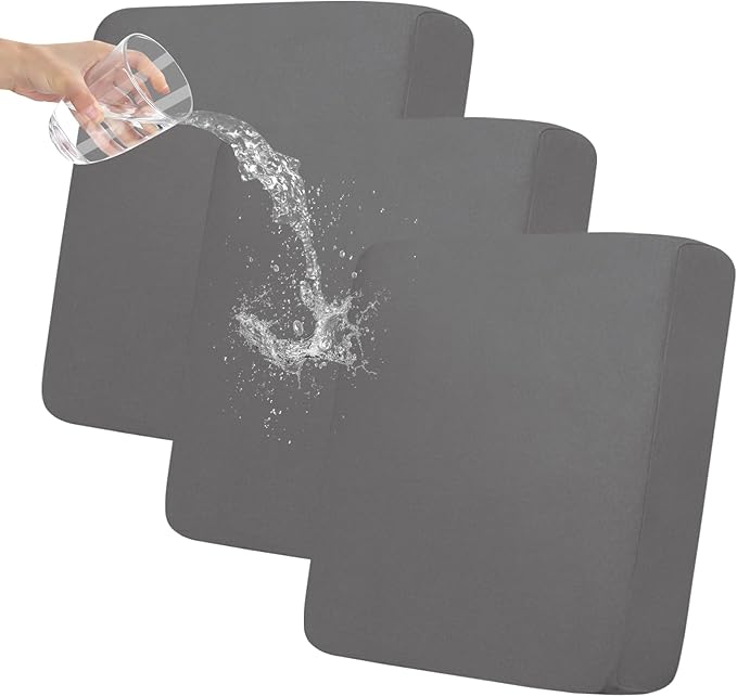 Easy-Going 100% Waterproof Chair Oversized Sofa Seat Cushion Slipcovers Couch Cushion Cover Stretch Furniture Protector for Kids, Pets (3-Piece Oversized Sofa Cushion, Light Gray)