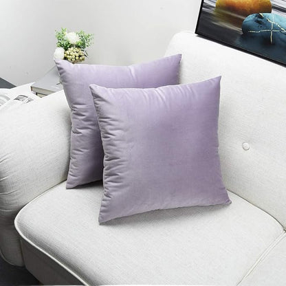 Artaimee Lilac Velvet Throw Pillow Covers 18x18 inches (Set of 2) – Soft & Cozy Cushions for Sofa, Bed, Chair – Decorative Cushion Case for Home, Office, Living Room, and Car