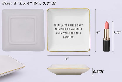 Funny Coworkers Leaving Goodbye Gift,Colleague Farewell Keepsake,Office Friendship Presents,Humorous Promotion New Job Presents-Christmas Gifts-Ceramic Jewelry Tray Trinket Holder Ring Dish