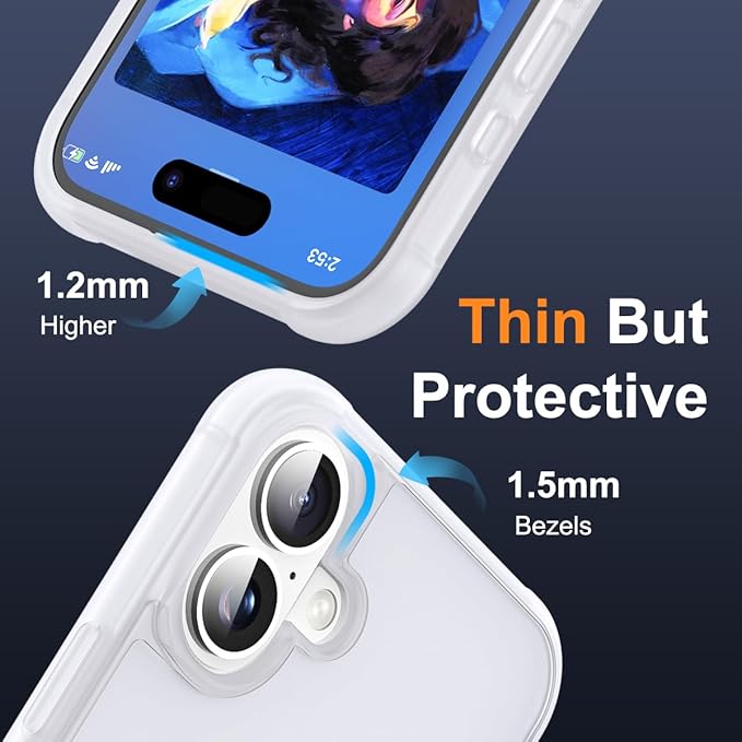 Compatible with iPhone 16 Plus Case with Invisible Magnetic O-Ring Stand Military-Grade Phone Case for iPhone 16 Plus 6.7" [Compatible with Mag-Safe][Great Grip Feeling],Translucent