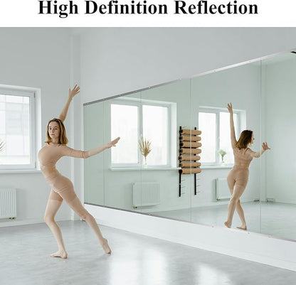 Ruomeng Home Gym Mirror, 48''x24''x2PCS Full Length, Large Frameless Body Mirror Tempered Glass for Gym, Workout, Yoga, Garage, Dance Studio