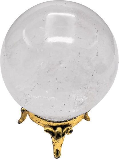 Amazing Gemstone Clear Quartz Crystal Ball with Stand - 2.5 Inches Large Crystal Sphere Meditation Balls for Witchcraft and Decorative Balls