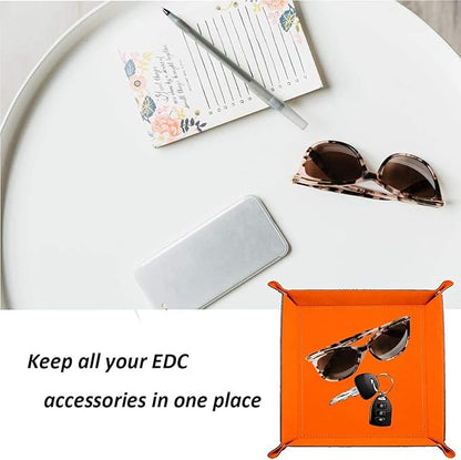 siduater Valet Tray Desktop Storage Organizer – Vegan Leather Catchall Tray Bedside Vanity Tray Nightstand Caddy Holder for Remote Controller, Watch, Keys, Phone, Wallet, Coin, Jewelry, Turquoise