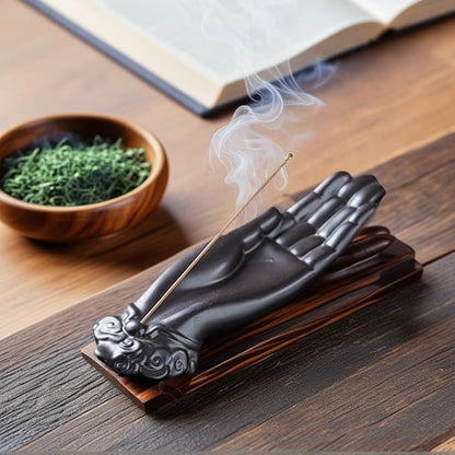 Premium Incense Holder for Sticks|Features an Elegant Buddha Hand Design for Zen Home Decor & Spiritual Wellness, Safely Holds Burning Incense Sticks.