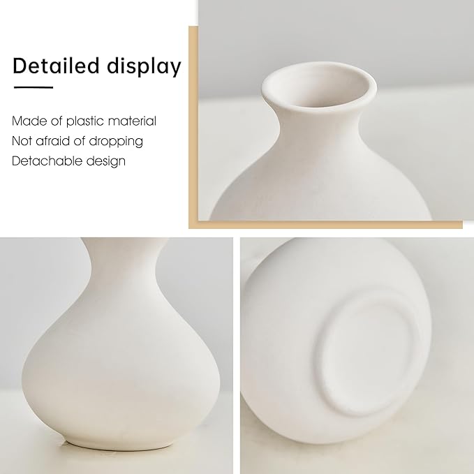 AWNR Bud Vases Home Decor: 5pcs Small Vases for Flowers White Ceramic Vase Centerpiece Table Decorations Minimalist Vases Bulk for Dining Room Kitchen