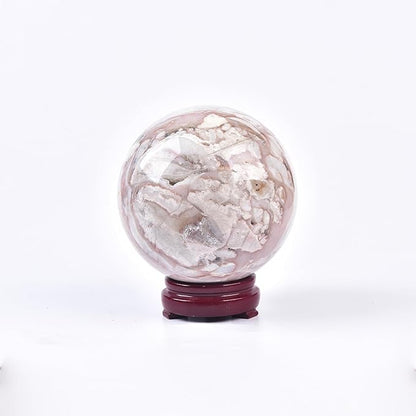 JIC Gem Extra Large Pink Agate Crystal Sphere,Decorative Crystal Ball Pink Gemstone Sphere for Meditation,Office Table Decorations 110-120mm