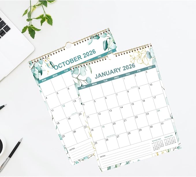 2026 Calendar - Calendar 2026 from January 2026 - December 2026, 12 Months Calendar/Planner with Thick Paper, 12" x 14.5", Vertical, Leaf