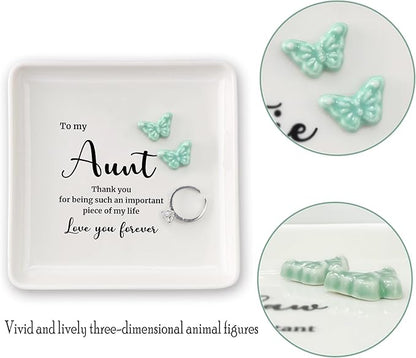HOME SMILE Aunt Gifts for Christmas Mothers Day-Butter Ring Dish Jewelry Tray-Birthday Gifts for Auntie from Niece-Aunt and Niece Gifts- Thank You for Being Such An Important Piece