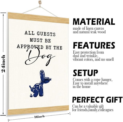 YGSDZY Funny Dog Poster, All Guest Must Be Approved by the Dog, Trendy Wall Art, Dogs Owner Gift, Puppy Lover Home Decor for Front Door Porch Living Room, Housewarming Decors 11.8 * 15.7