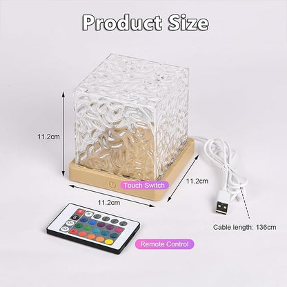 Ocean Wave Projector Light, 16-Color Luminorthe Cube Lamp & App Remote, 3D Holographic Water Ripple Romantic Ambient Lighting for Child's Room, Meditation Relaxation, Night Light(Cable)