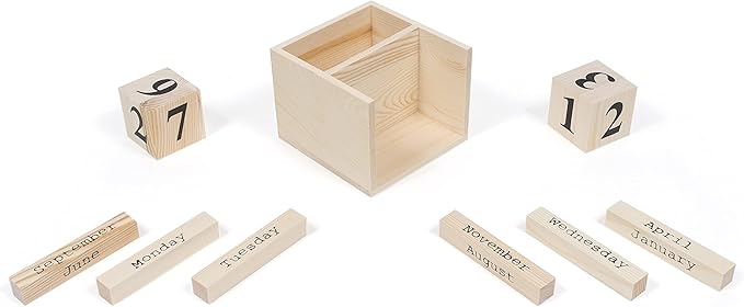 brightmaison BGT Dexo Desk Organizer, Pen Holder & Desk Calendar, DIY Projects Unfinished Wood, Natural