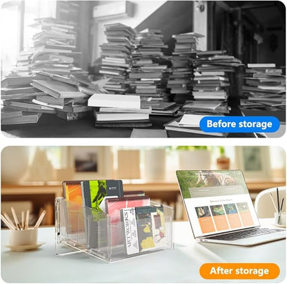 File Sorter Organizer, 5 Sections Acrylic Letter Tray for Desk, Mail Organizer Letter Holder for Envelopes, Mail, Electronics 2Pack 2PCS