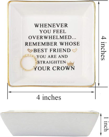 JoycuFF Christmas Birthday Gifts for Best Friends Ceramic Ring Dish Decorative Jewelry Tray -Womens Birthday Gifts