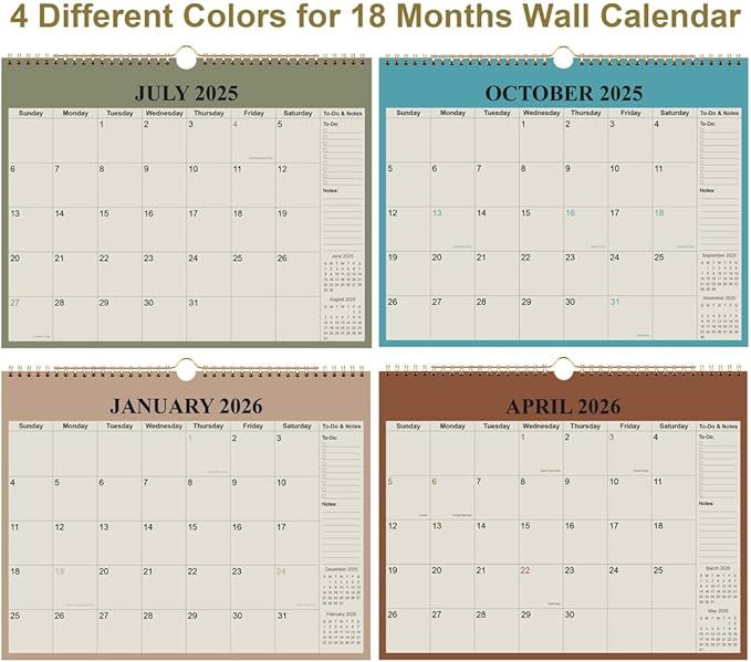 Calendar 2026-12 Months Wall Calendar from January 2026 to December 2026, 2026 Wall Hanging Calendar Planner with Thick Paper, 12" x 14.5", Cyan