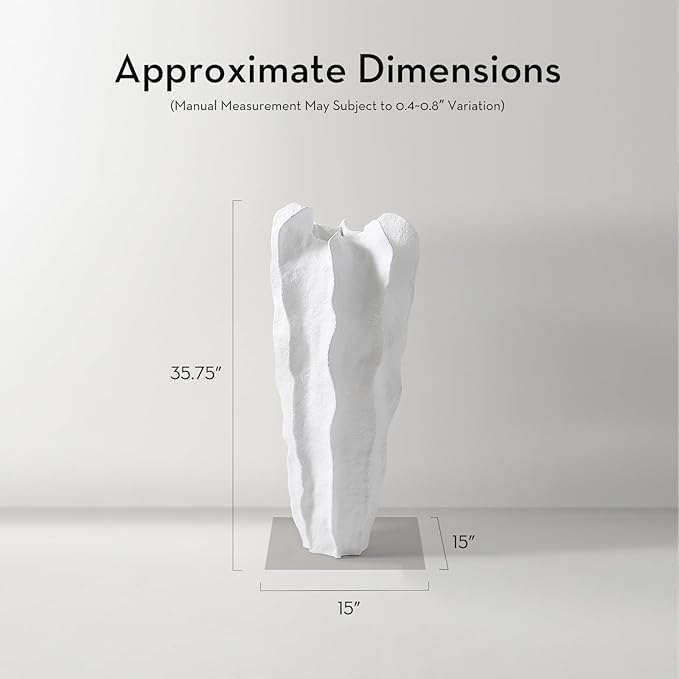 Playa Floor Vase, Organic Modern Sculptural Vase with Textured Finish, Minimalist Statement Piece for Contemporary Home Decor & Interior Design, White