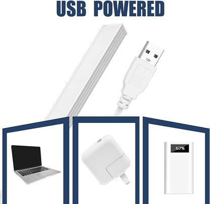 USB Powered Under Cabinet Lighting, 12" Tool-Free Mount Dimmable LED Strip for Pantry & Workspace