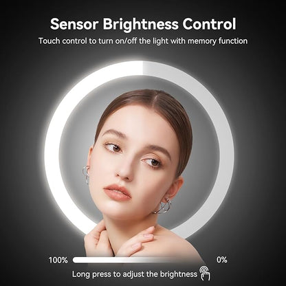 Nicesail LED 7X Make up Mirror of 8 Inch, 4000 mAh Rechargeable Mirror with Light of 3 Colors, Brightness Adjustable, Height Adjustable, Double Sided in Chrome Finish (8 Inch, 7X)