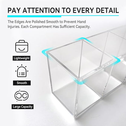 Acrylic Pen and Silverware Holder, Desk Or Wall Mount Storage Organizer,is Perfect for Office, Stationery, Kitchen and Bathroom Caddy,Desk Pencil Accessories.(Clear)