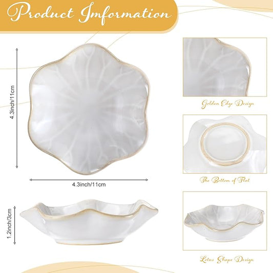 8 Pcs Ceramic Trinket Dish Lotus Leaf Jewelry Tray Small Ring Dish for Earrings, Rings, Jewelry Holder, Key Bowl(White,Green)