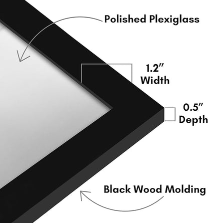 Americanflat 18x32 Poster Frame with Polished Plexiglass - Black Picture Frame - Wide Photo Frames Made of Engineered Wood for Vertical or Horizontal Wall Display - Epic Collection - Black