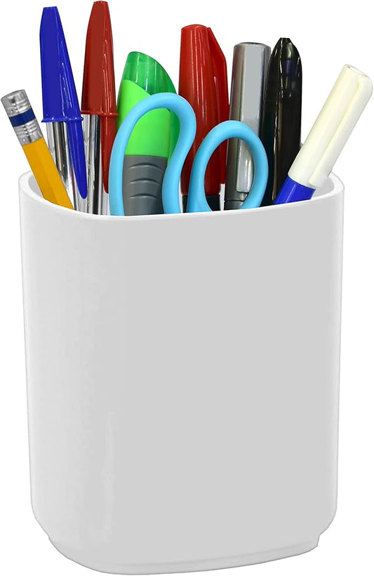 Acrimet Jumbo Pencil Holder, Pen Cup, Caddy Super-Sized Desktop Organizer for Students, Artists and Professionals (Plastic) (White Color)