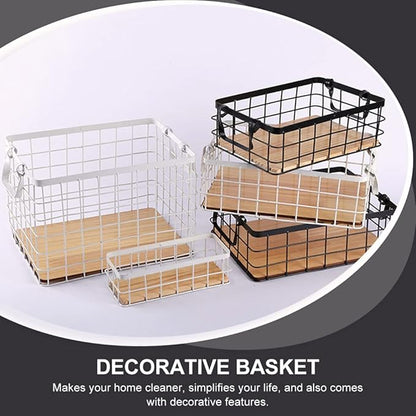 Cabilock Sturdy Iron Wire Basket Decorative Bread Display Basket Handle for Kitchen Home Decor