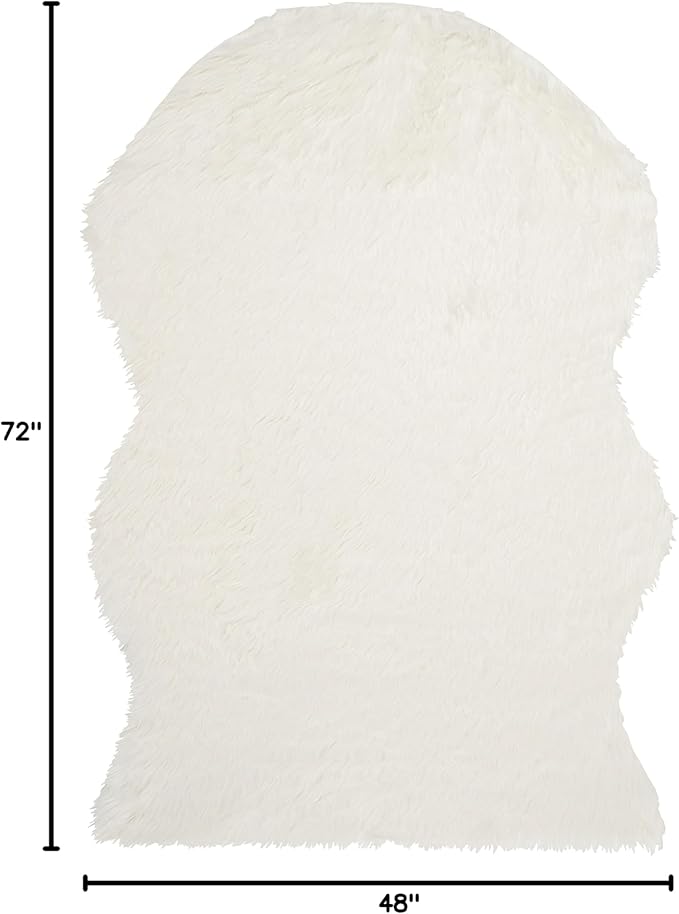 SAFAVIEH Faux Sheep Skin Collection 4' x 6' Ivory FSS115A Silken Glam 2.35-inch Thick Area Rug
