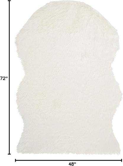 SAFAVIEH Faux Sheep Skin Collection 4' x 6' Ivory FSS115A Silken Glam 2.35-inch Thick Area Rug