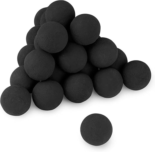 Stanbroil 2 inch Ceramic Balls, Set of 25 Round Balls, Modern Accessory for Indoor or Outdoor Fire Pits Fire Bowl and Fireplace, Black