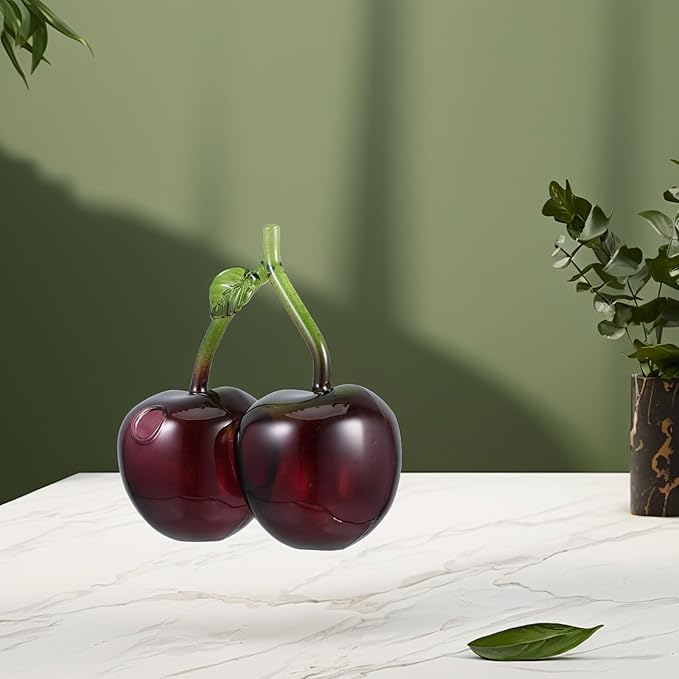 Garneck Glass Cherry Hydroponic Bud Vase Small Flower Vase for Home Décor and Office Floral Arrangements