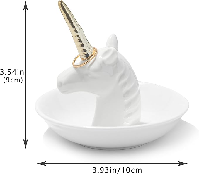 Unicorn Ring Holder Ceramic Jewelry Holder Dish Trinket Tray For Rings Earrings Trinkets Organizer, Christmas Birthday Bridesmaid Gifts for Women