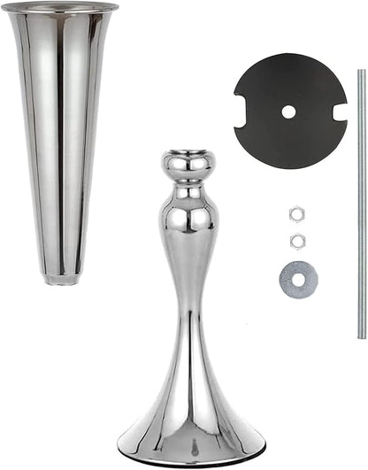 LoveCat 10pcs of Metal Trumpet Silver Vases for Table Centerpieces, Anniversary Celebration Wedding Party Dinner Table Centerpieces, Wedding Decorations, 21.9in/55.5cm Tall Minimalism Vases