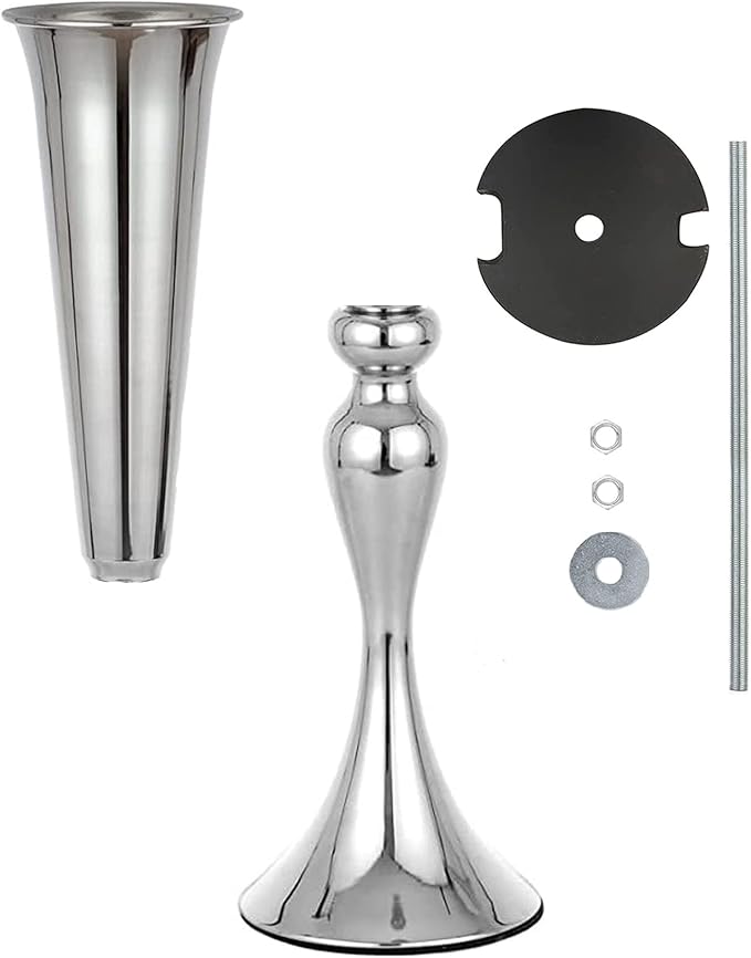 Set of 2 Versatile Metal Tabletop Flower Stands, Silver Dining Table Centerpiece Vases, 21.9" Tall Trumpet Vases for Wedding Birthday Ceremony Party Special Event Home Décor