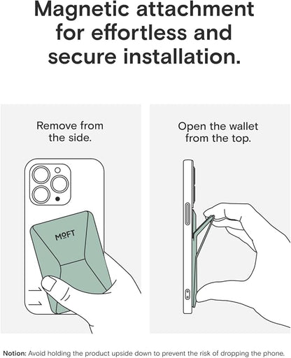 MOFT Magnetic Wallet Stand Compatible with iPhone 17/16/15/14/13/12 Series, Angle Adjustment & Magsafe Compatible MOVAS Phone Stand,Seafoam