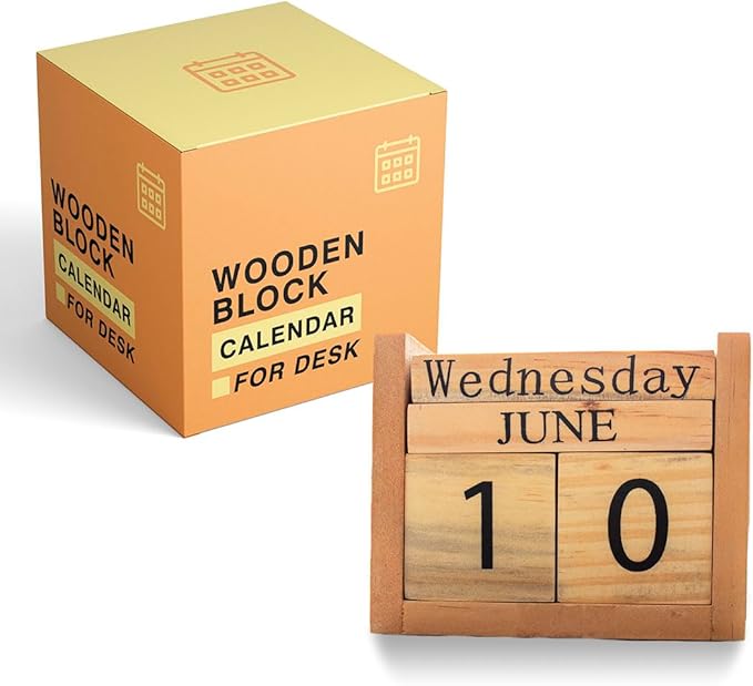 Office Calendar, Office Gift, Block Desk Calendars 2026, Lang Calendars 2026, Perpetual, Wood Office Accesory, Date Day Week Month, New Year, Christmas Gift, School.