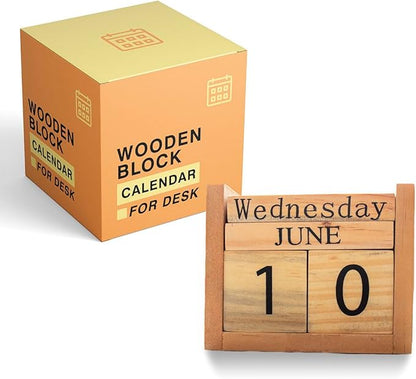 Office Calendar, Office Gift, Block Desk Calendars 2026, Lang Calendars 2026, Perpetual, Wood Office Accesory, Date Day Week Month, New Year, Christmas Gift, School.