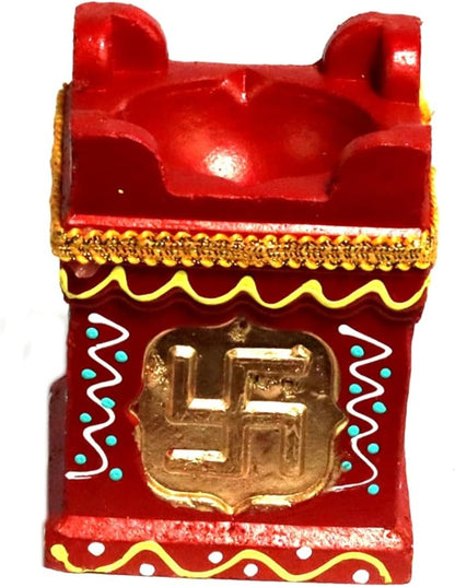 Tulsi Clay Diya Diwali Dia for Tulsi Plant Puja Pooja Multi Colored Terracotta Earthen Vilakku Oil Lamp Diyas Natural Mitti Deepawali | AE000242-02 (2.2 inch)