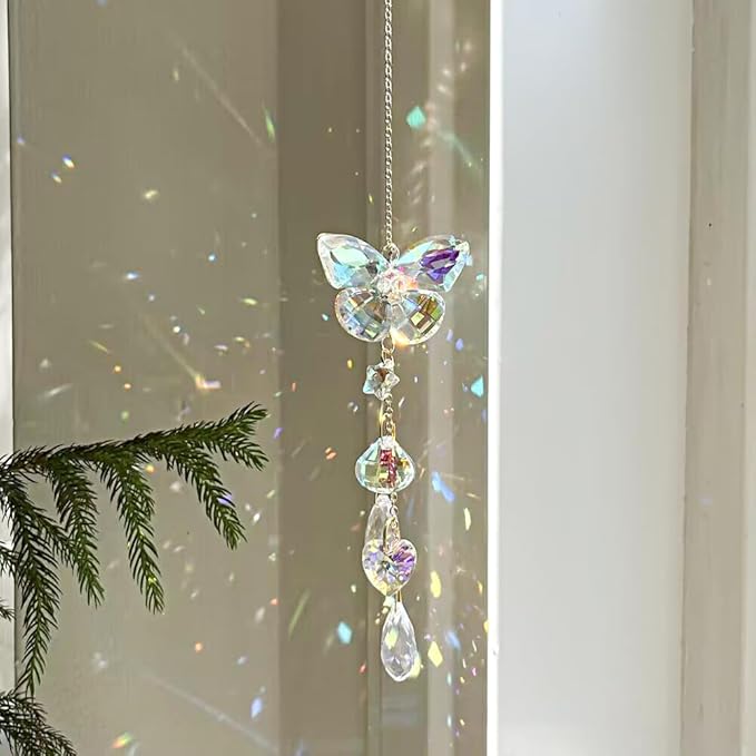Butterfly Crystal Sun Catcher Window Hanging Decoration Garden Rainbow Maker for Home Car Decoration