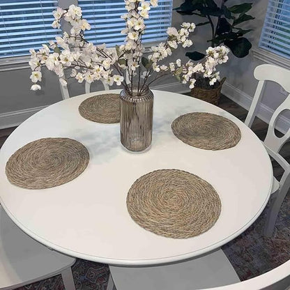 Woven Placemats Set of 4, 10 Inch Medium Rattan Placemats Wicker Place Mats,Natural Farmhouse Jute Braided Table Runner for Kitchen Countertops, Housewarming Gift,Table, Home Decor(10 Inch)
