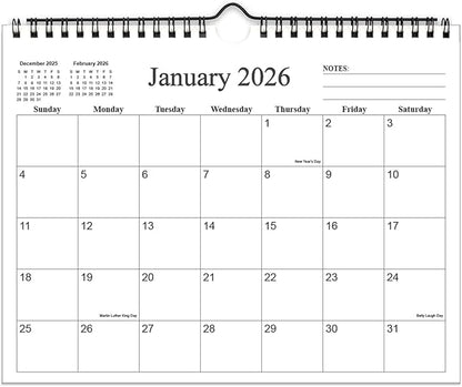 Small Wall Calendar 2026 - Mini Calendar 2026-2027 from January 2026 - June 2027, 18 Months Little Calendar with Premium Paper, 6" x 8", Black
