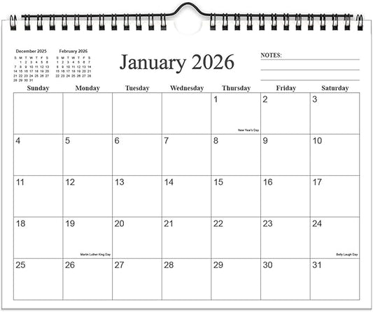 Small Wall Calendar 2026 - Mini Calendar 2026-2027 from January 2026 - June 2027, 18 Months Little Calendar with Premium Paper, 6" x 8", Black