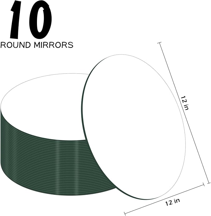 Round Acrylic Mirrors for Centerpieces 10 PCS Circle Mirror Candle Trays 12Inch 1.6mm Round Mirror Trays for Wall Decor,Table Centerpieces,Wedding Party Decorations(Acrylic Material)