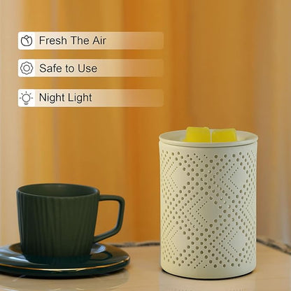 PALANCHY Wax Melt Warmer Ceramic Oil Burner Electric Candle Wax Warmer Burner Melter Fragrance Warmer for Home Office 2 Bulbs Included Gift Box Packaged (Ceramic Diamond)