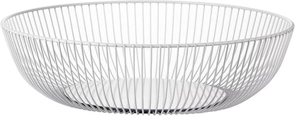 IBWell White Wire Fruit Basket Fruit Bowl Kitchen Fruit Basket Stand Fruit Bowls for the Counters Metal Fruit Bowl (Exposure)