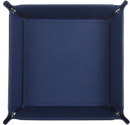 siduater Valet Tray Desktop Storage Organizer – Vegan Leather Catchall Tray Bedside Vanity Tray Nightstand Caddy Holder for Remote Controller, Watch, Keys, Phone, Wallet, Coin, Jewelry, Navy