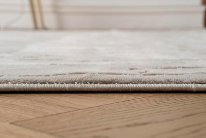 Revival Rugs Ebb 7'10"x10' Washable Area Rug for Living Room Bedroom - 100% Recycled Oeko-TEX Certified, Medium Pile, Taupe